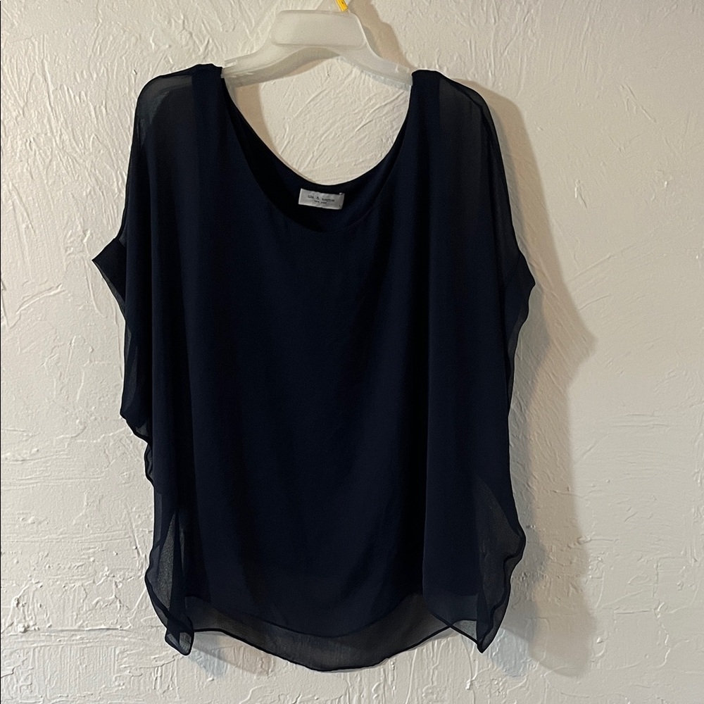 Lola & Sophie Navy Layered Chiffon Blouse